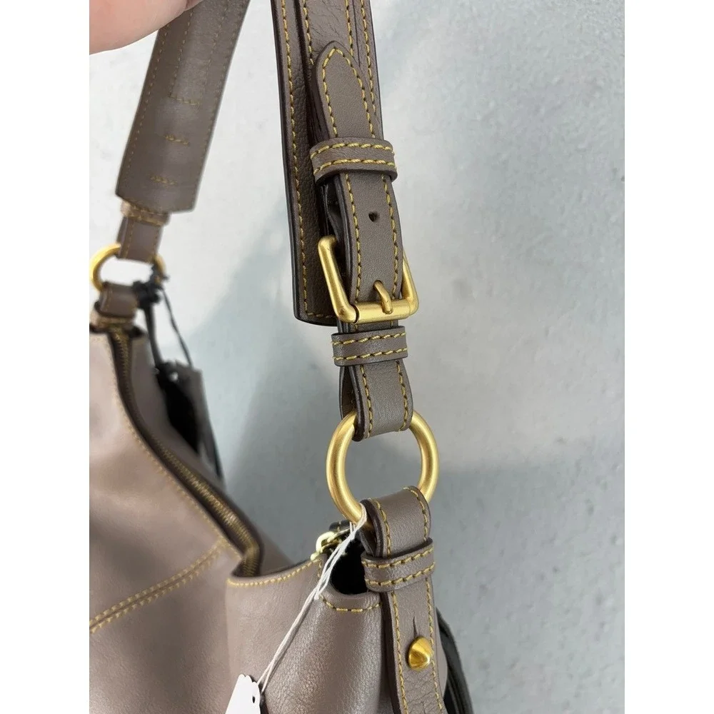 Dooney & Bourke Hobo Bag & Wallet Large Mushroom Black Leather Tassel CF937
